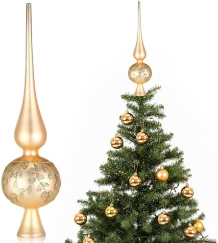 Gejoy Mercury Glass Christmas Finials Tree Topper Gold Ornaments by Unknown
