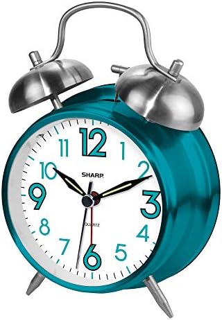 Sharp SPC851 Twin Bell Alarm Clock, Teal by SHARP