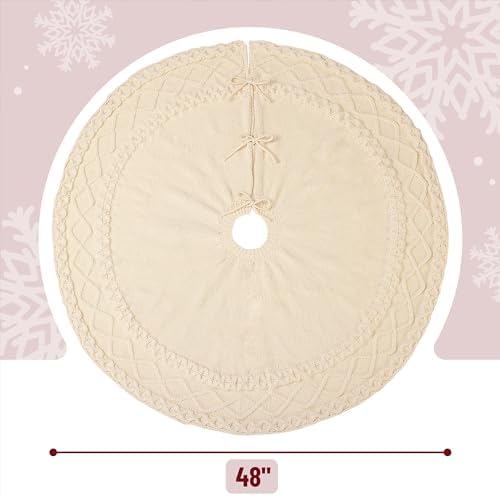 Mr. Pen Christmas Tree Skirt - 48 Inch Knitted Xmas Tree Skirt - Image 3