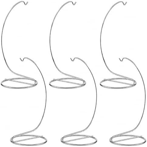 BANBERRY DESIGNS Silver Ornament Display Stands Set of 6, 7 Inch Chrome Metal Hanging Stand for Christmas Ornaments, Jewelry, Terrariums, Crafts, Air Plants, Suncatchers & Small Collectibles by BANBERRYDESIGNS