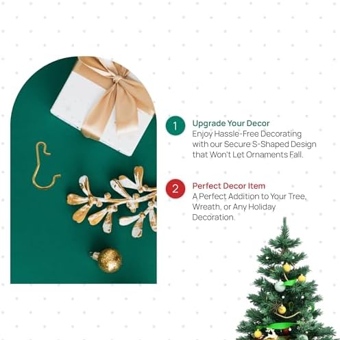 Gold Brass Christmas Ornament Hooks for Hallmark Miniature, 100 Set Tin - Image 6