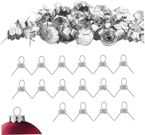 Ornament Caps 100Pcs Secure Metal Christmas Ornament Hooks Replacement Hangers for Christmas Tree, Porcelain, Ceramic or Glass Decoration, 20mm, Silver by Unknown