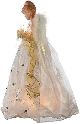 Kurt Adler 16-Inch UL 10 Light Ivory and Gold Angel Treetop - Image 4