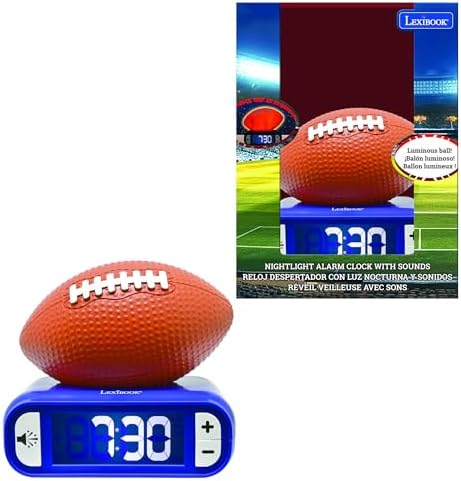LEXiBOOK, American Football Nightlight Alarm Clock, RL800SO by Lexibook