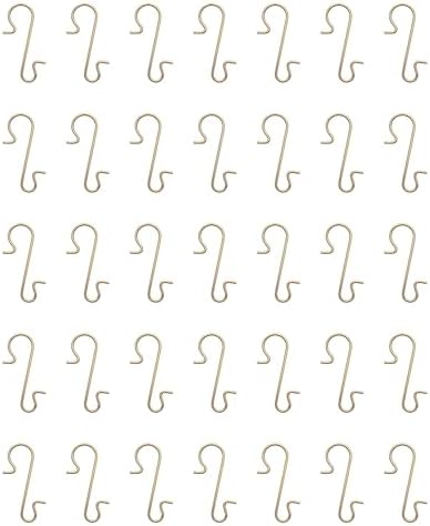 sowaka 50 Pcs Christmas Ornament Hooks Small Metal Wire 3 x 1 cm S Shape Hangers for Christmas Tree Decorations Crafting Supplies (Gold) by sowaka