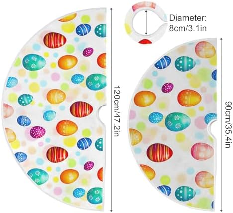 Colorful Easter Eggs Tree Skirt 36" Spring Floral Egg Art Christmas Tree Skirts Happy Easter Day Xmas Mat for Holiday Festival Party Decor - Image 3
