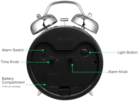 AYRELY?? Super Loud Alarm Clock for Heavy Sleepers Adults, Metal 4.5 Inches - Image 6