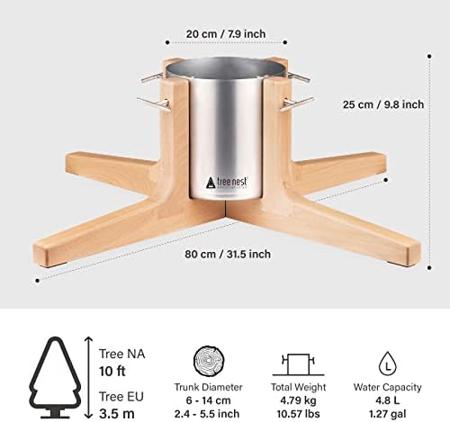 Tree Nest Christmas Tree Stand Base for 10ft Real Tree Sliver Christmas Tree Holder Stable for Xmas Decoration Rustic (Silver,Large) - Image 3