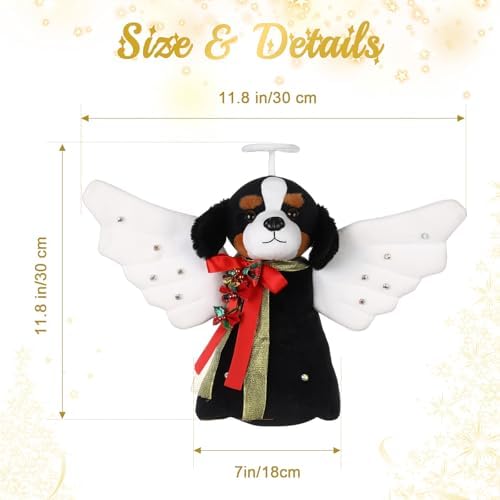 Beeveer Mountain Dog Tree Topper LED Lighted Angel Glitter Wings White Cat - Image 2