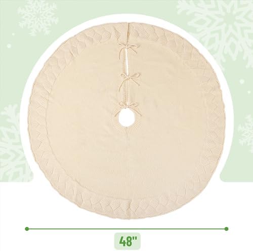 Mr. Pen Christmas Tree Skirt - 48 Inch Knitted Xmas Tree Skirt - Image 3