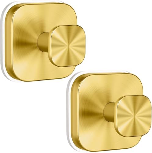 Ornament Hooks,Upgraded Suction Cup Hooks, Wreath Hangers for Front Door, Towel Racks, 2 in 1 Mantle Hanger, No Drill Garland Fireplace Stocking Hanger, for Christmas, Holiday, New Year(Gold, 2) by Guojanfon