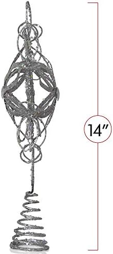 Flower Snowflake Christmas Tree Topper Silver Star Ornament Decoration 10" - Image 5