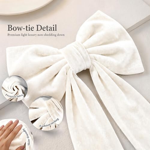 Big White Bows, Christmas Decorations, Velvet Christmas Tree Topper Bow, 52 x16 Inch, Giant Christmas Bow Decorations for Home Wreath Door Wall for Tree, Wedding, Birthday, Wreath, Door, Wall Decor - Image 4