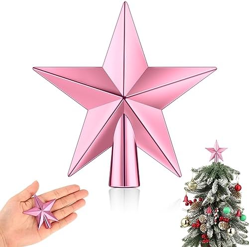Hanaive Christmas Tree Topper Mini Star Small, Pink, 2.36 Inch, Plated by Hanaive