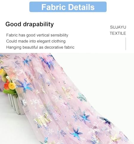 Snowflake Multi Color Foil Organza Winter Tablecloth - 59" x 119" - Christmas Tree Skirt - Pink - Image 3