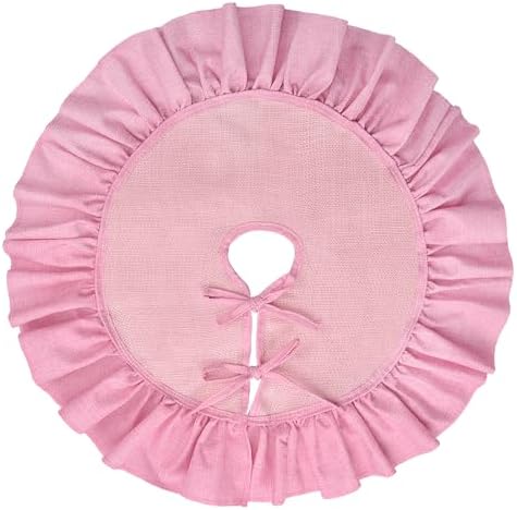 Mini Pink Burlap Christmas Tree Skirt, 24'' Fall Tree Decorations - Image 2