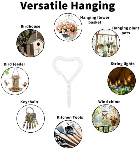 10 Pack Heart Shaped Screw Hooks for Hanging Plants, Ceiling Hooks - Image 3