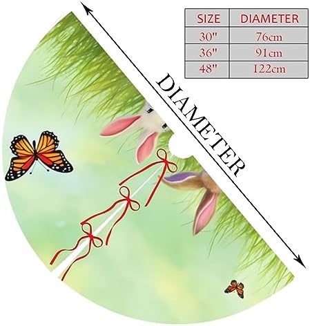 Easter Bunny Eggs Tree Skirts Xmas Ornaments, Spring Flower Rabbit Tree Mat for Christmas Party Holiday All Occasions 36" - Image 2