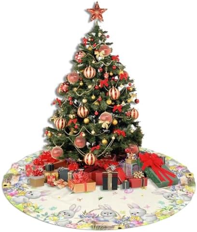 Easter Colorful Eggs Christmas Tree Skirt 36" for Xmas Halloween New Year Holiday Party Home Tree Mat Decor Ornaments Decoration - Image 5