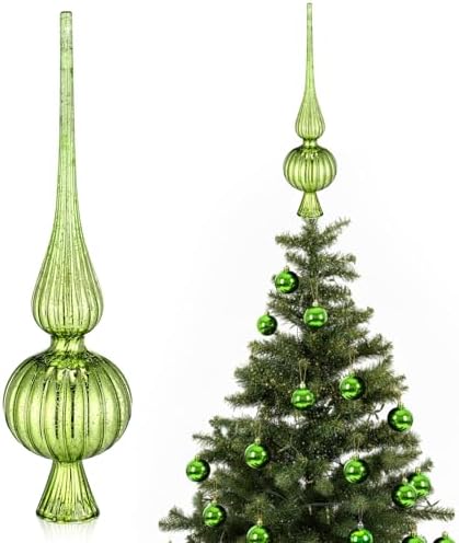 Gejoy Mercury Glass Christmas Finials Tree Topper Lime Green Ornaments by Unknown