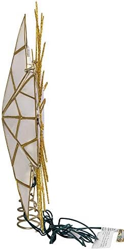 Kurt Adler 12" 7-Point Natural Capiz Lighted Tree Topper | Christmas Tree Star Topper | Gold Tree Topper Star with Lights | Light Up Star Christmas Tree Topper w/Wire Rays Accent (12 Inches, Gold) - Image 5