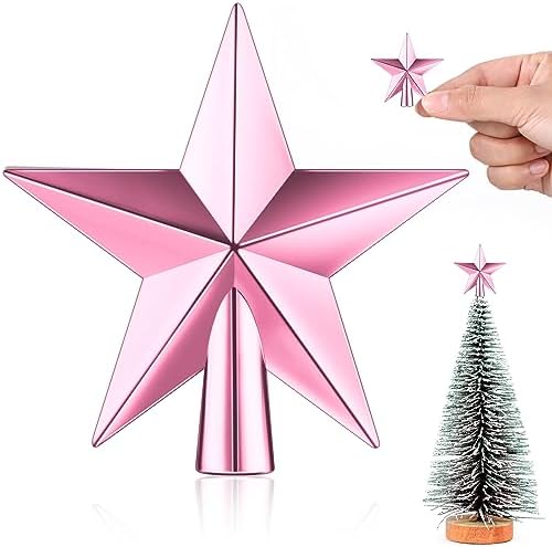 Hanaive Christmas Tree Topper Mini Star Small,Pink,1.77 Inch,Plated by Hanaive
