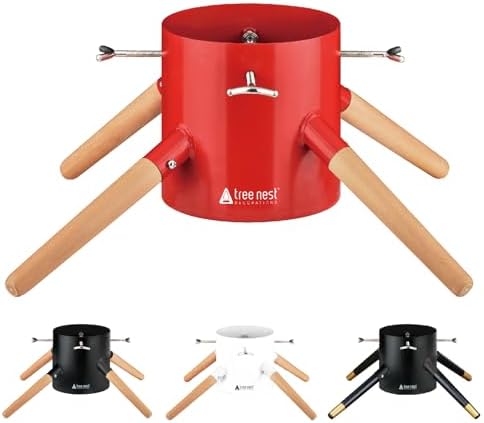Tree Nest Christmas Tree Stand Base Xmas Modern Tree Metal Holder Stand for 10ft Real Tree Xmas Tree Decoration（Family,Red） by TreeNest