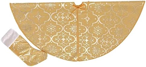 Flash World 36 Inch Large Christmas Tree Skirt Xmas Soft Cover Mat Decor Snowflake Collar Farmhouse Tree Skirt for Holiday Ornaments Party Home Indoor Decorations (Yellow, 36INCH) - Image 2