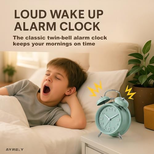 AYRELY?? Super Loud Alarm Clock for Heavy Sleepers Adults, Metal 4.5 Inches - Image 3