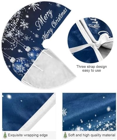 Blue Christmas Balls Baubles Christmas Tree Skirt Small Xmas Tree Skirts Decorations 36 in Burlap Tree Mat Cover for 4 ft Trees Holiday Party - Image 3