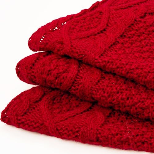 24 Inch Red Christmas Tree Skirt, Knitted Tree Skirt for 3-4Ft Pencil Tree, Vintage Thick Small Tree Skirt for Christmas Trees Decoration, Xmas Home Indoor Farmhouse Decorations - Image 4
