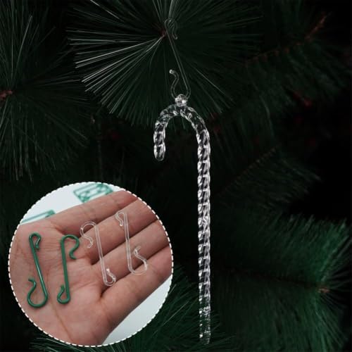 100Pcs Christmas Tree S-Shaped Hooks,Christmas Ornament Hangers Weatherproof Plastic Hooks Clear Accessories Home Decoration, Party Supplies for Tree Wreath - Image 7