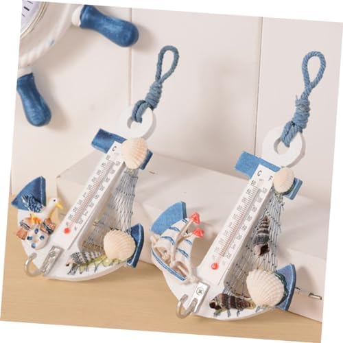 Coastal Decor Thermometer Hook Anchor Wall Decor Home Hanging Ornaments Nautical Style Mini Thermometer for Bedroom Style - Image 2