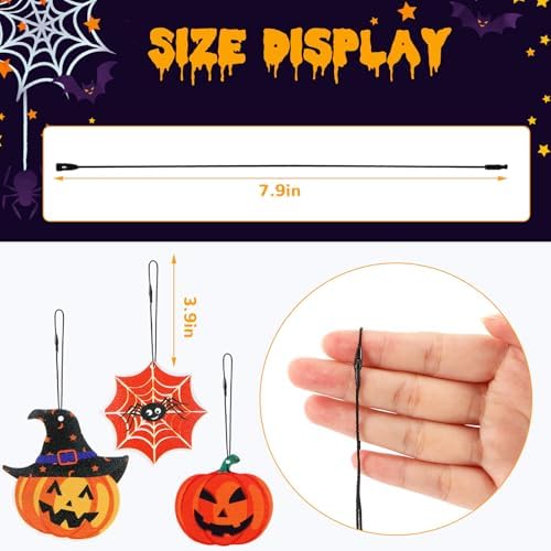 FEBSNOW 500Pcs Halloween Ornament Hangers, Black Hanging String with Snap - Image 2