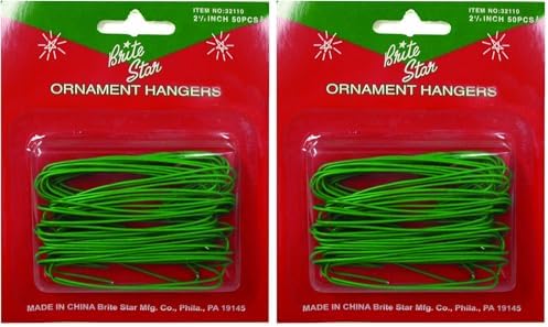 Brite Star Metal Ornament Hooks, 50 Count, Green (Pack of 2) by BriteStar