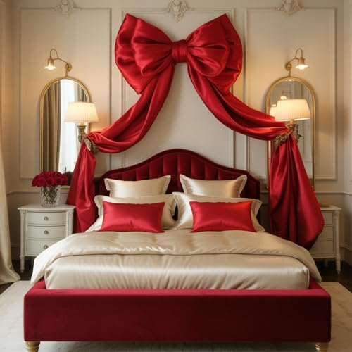 75x19 Inch Christmas Tree Topper Bows Big Red Bows Christmas Tree Decor Giant Large Satin Bow for Hoom Wall Backdrop Room Decorations for Wedding Birthday Party (Internal Stability Layer) - Image 5