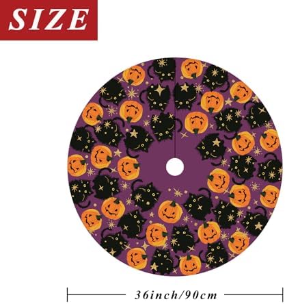 GAGEC Halloween Tree Skirt Purple Tree Skirt Black Cat Pumpkins Tree Decor 36inch Decor for Halloween Christmas Indoor Outdoor Decorations - Image 4