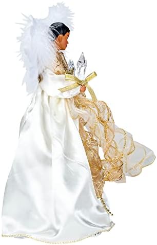 Kurt S. Adler, Inc. UL2219 Kurt Adler 10-Light 12" Ivory & Gold Black Angel Treetop - Image 3