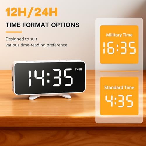 Digital Alarm Clock for Bedroom Dimmable Dual Desk Clock for Heavy Sleepers - Image 4