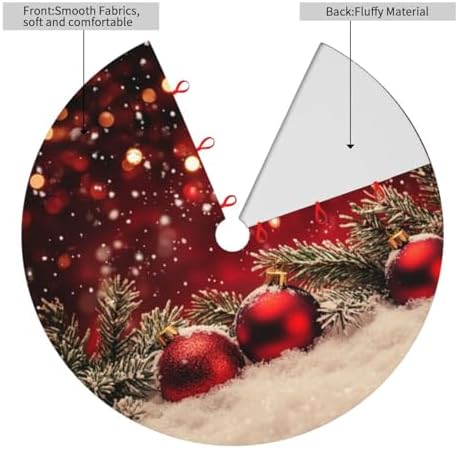 Christmas Tree Skirt Red Christmas Ball Glitter Soft Polyester Holiday Tree Base Cover, Decorative Xmas Tree Mat 36 Inch for Home, School, Office - Image 2