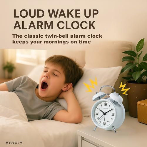 AYRELY?? Super Loud Alarm Clock for Heavy Sleepers Adults, Metal 4.5 Inches - Image 3