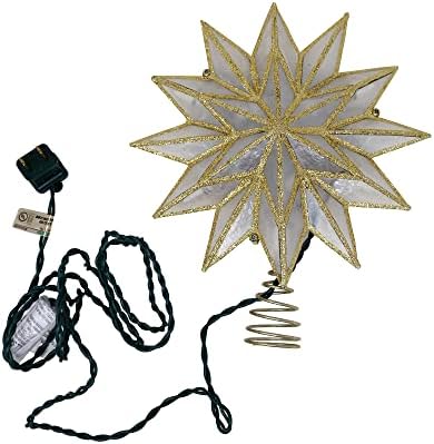 Kurt S. Adler 9.06-Inch UL 10-Light 12-Point Gold Capiz Star Treetop by KurtSAdler