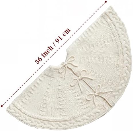 36 Inch Christmas Tree Skirt: Pencil Tree Skirt for 6FT Tree, Braided Cable Knit Cream White Small Tree Skirt, Vintage Tree Skirts, Rustic Farmhouse Christmas Decorations - Image 2