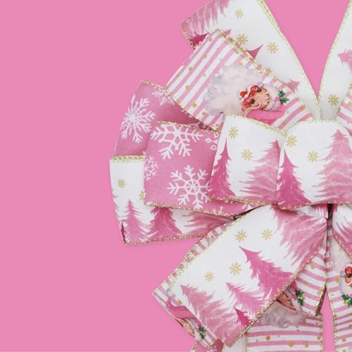 Large Christmas Tree Topper Bow 52x13 Inch, Pre-Tied Wired Wreath Ribbon - Image 4