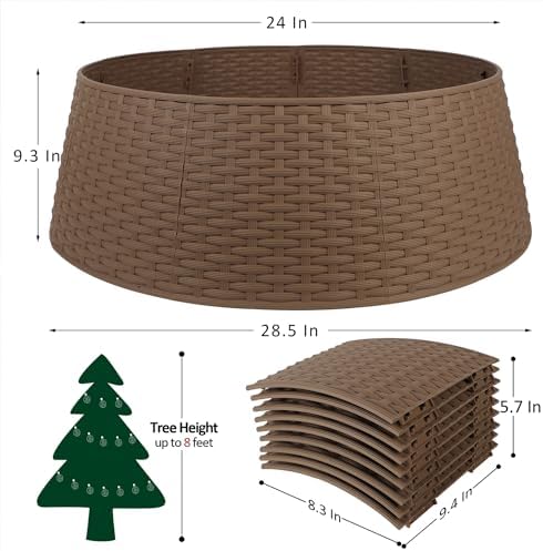 Blissun Christmas Tree Ring, 28.5" Plastic Christmas Tree Collar, Christmas Tree Skirt for Artificial Christmas Trees Decoration (Extra Large, Brown) - Image 2