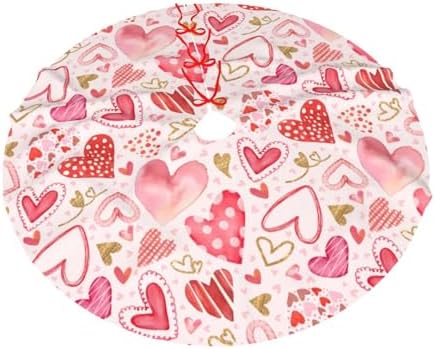 Valentines Love Hearts Christmas Tree Skirt 48" for Xmas Halloween New Year Holiday Party Home Tree Mat Decor Ornaments Decoration - Image 7