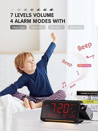 Mesqool Projection Alarm Clock Ceiling Display, with Temperature, Humidity - Image 5
