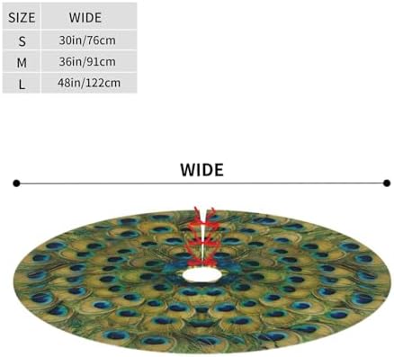 Peacock Feathers Circle Christmas Tree Skirt 30" for Xmas Halloween New Year Holiday Party Home Tree Mat Decor Ornaments Decoration - Image 2