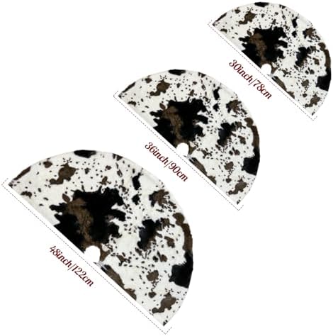 Christmas Tree Skirt 36 inch Cows Print Tree Skirts White and Black Faux Fur for Holiday Party Decoration - Image 6