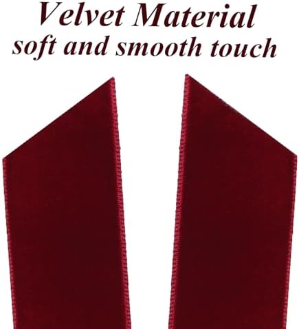 12Pcs Burgundy Velvet Ribbon Bows Christmas Tree Decorations,5in x 10in Xmas Ornaments for Tree Home Party Front Door Wreath Garland Holiday Decor - Image 3